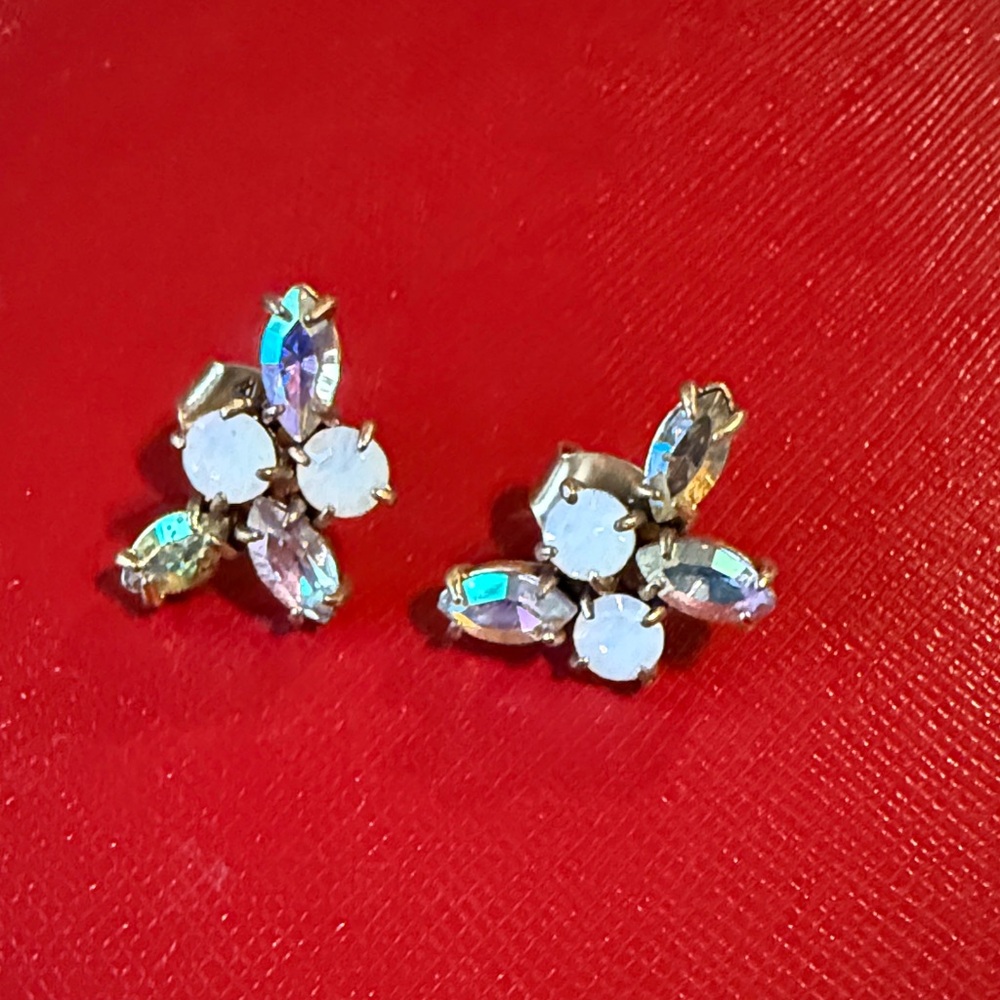 J. Crew Gold and Silver Crystal Cluster Earrings